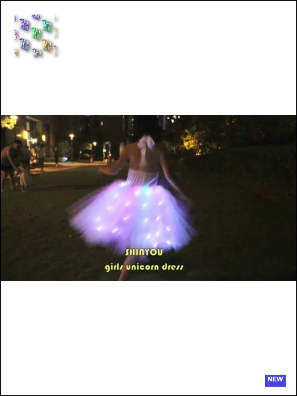 Girls LED Light Up Unicorn Costume Dress with Wings Tutu Halloween Cosplay